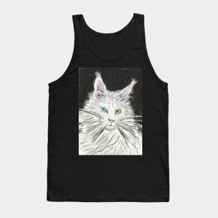 White  cat  blue  and green eye art Tank Top